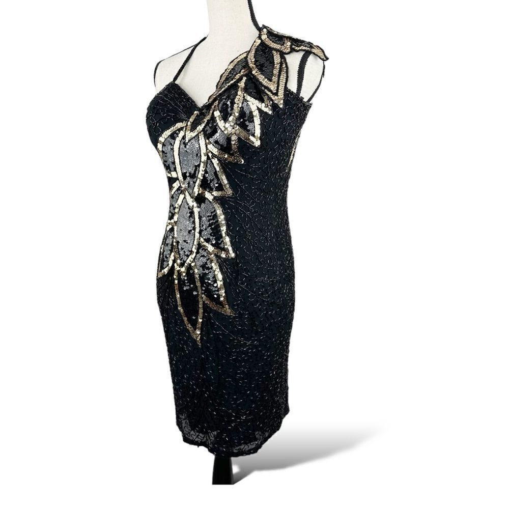 Elegant Black and Gold Women's Dress
